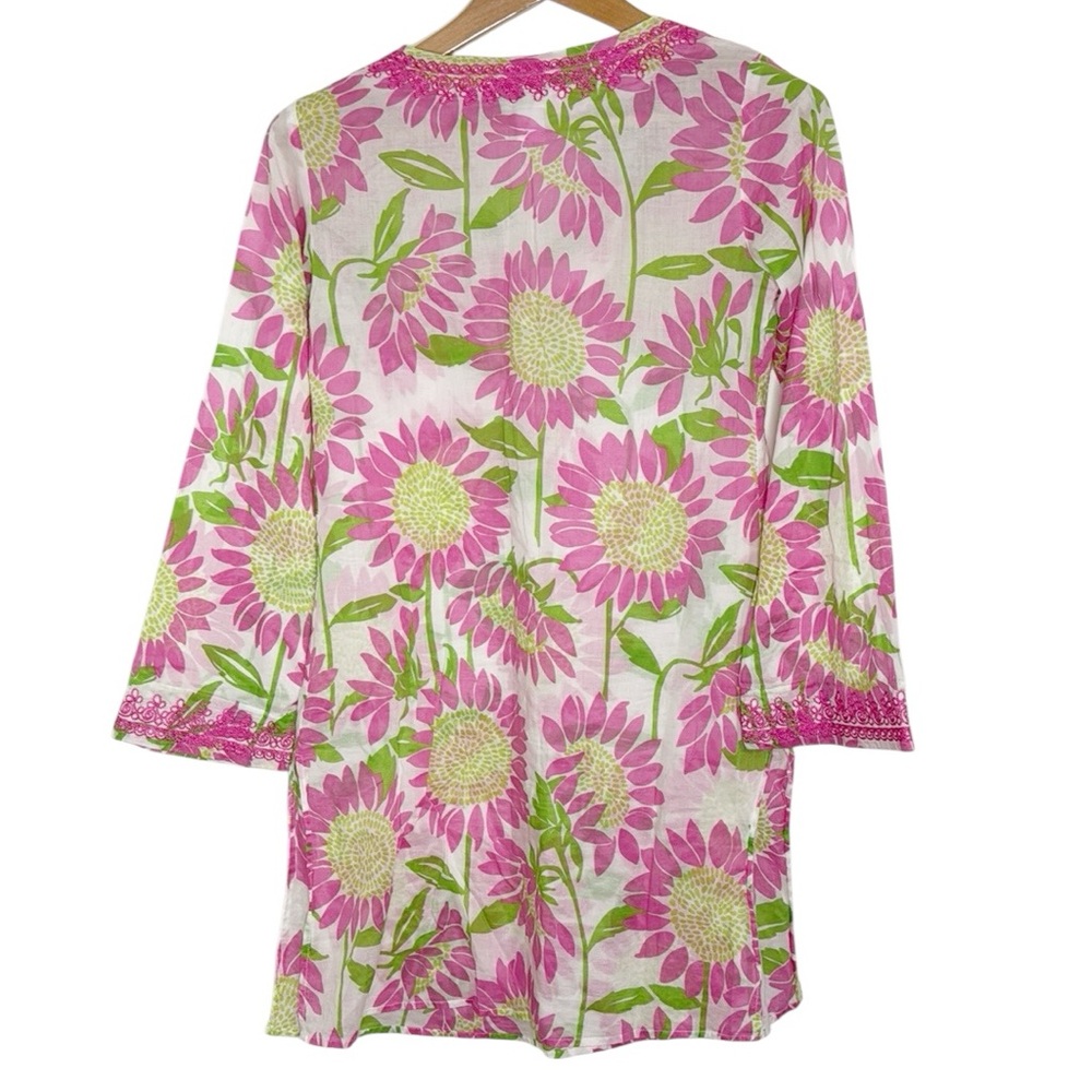 Lilly Pulitzer Women’s Vintage Floral Print Tunic Top Embroidered Cover Up sz XS - Picture 2 of 9